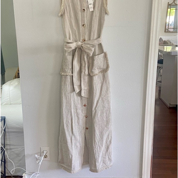 J Crew raw hem linen maxi dress - Picture 2 of 8